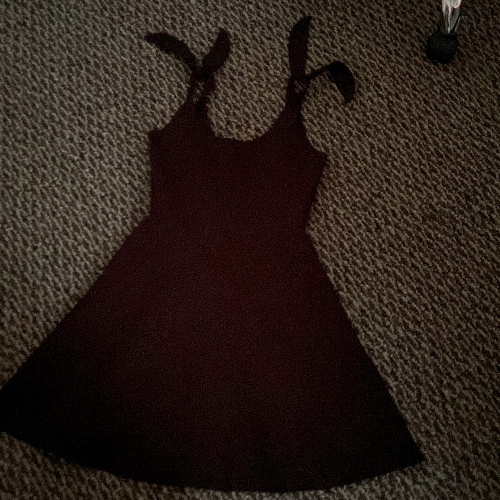 Black Mini Dress With Tie Sleeves
